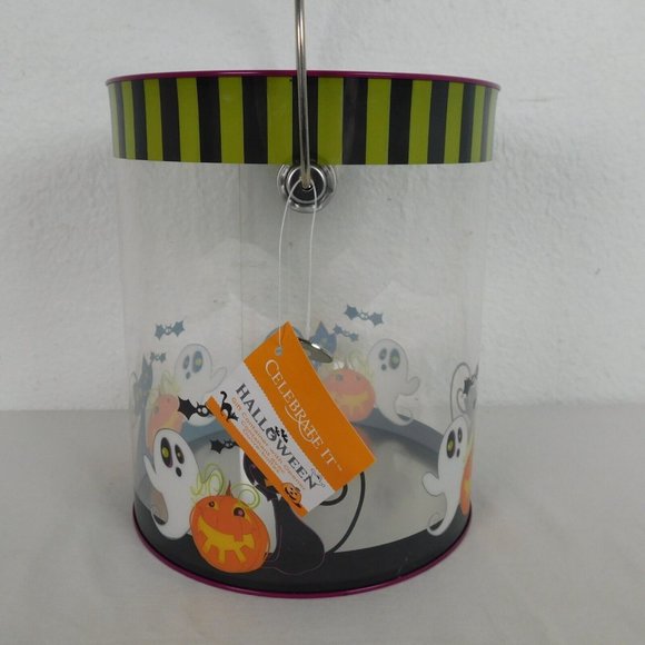 Halloween Gift Container Pail Bucket Trick or Treat Pumpkin Ghost Black Cat New - Picture 5 of 9